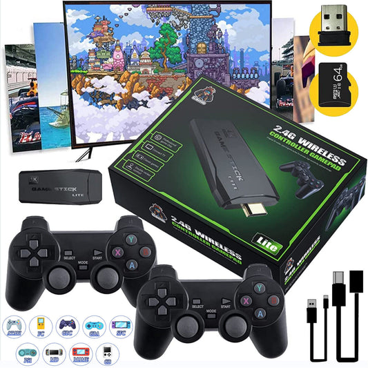 Wireless 2.4G Videospielkonsole Retro +10000 Spiele 32GB 64GB TV Stick mit 2 Gamepad